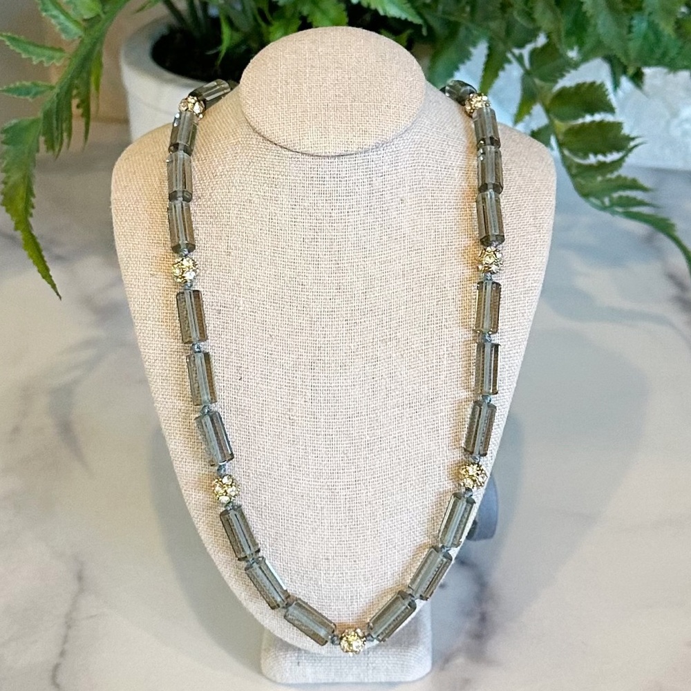 Vintage J. Crew Glass Bead Ribbon Tie Necklace - Picture 8 of 8